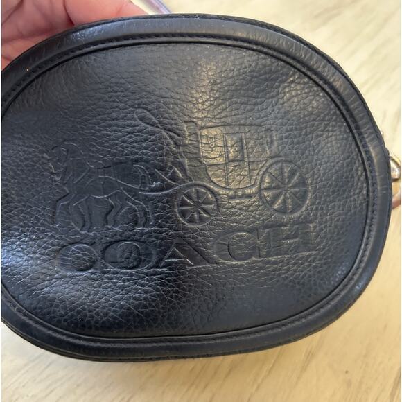 Coach Horse & Carriage Crossbody Bag Embossed Logo Black Leather Red Purse - Picture 6 of 16